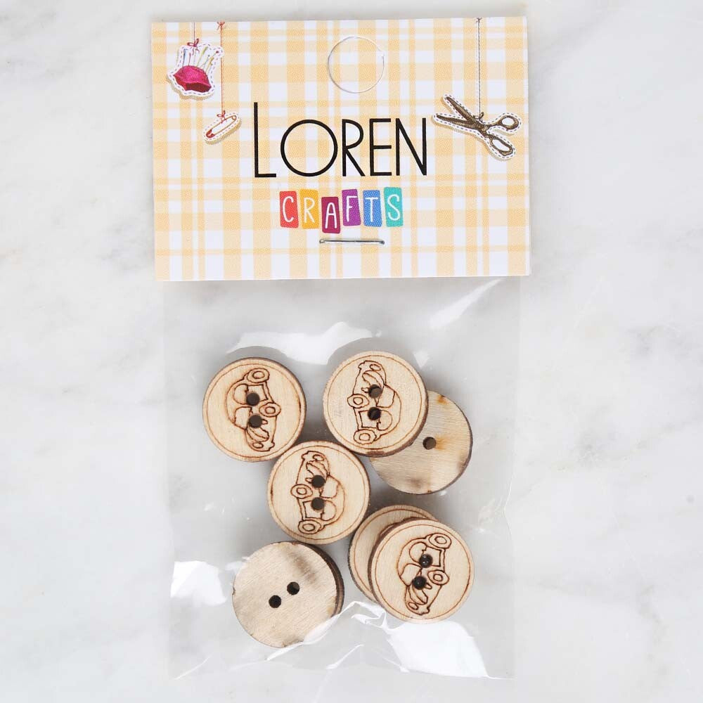 Loren Crafts 8'li Ahşap Düğme Araba - 1758